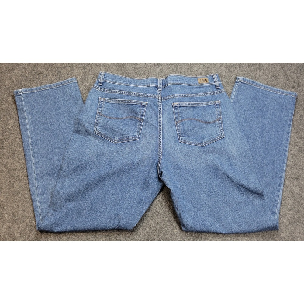 Lee Jeans Womens 16M Blue Denim Mid Rise Relaxed Fit Straight Leg Streetwear